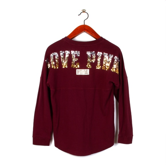 PINK Victoria's Secret Tops - PINK “love pink” sequined sweatshirt 🔥🔥